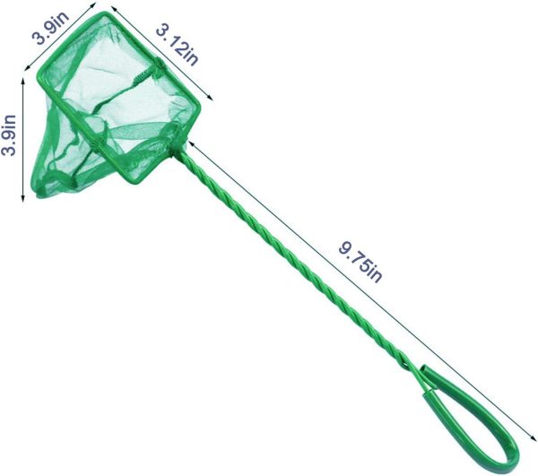 2 Pack Aquarium Fish Nets, DSSPORT 4 Inch Small Mesh Fish Catch Nets with Plastic Handle Green (Pine Green)