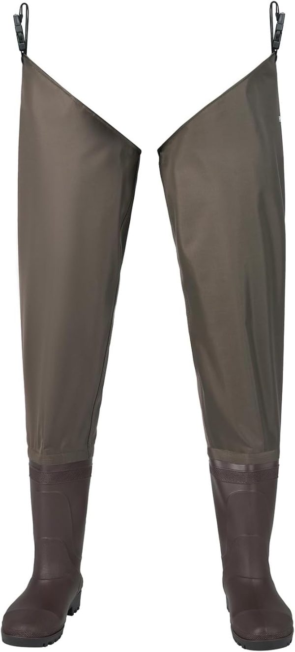 Hip Waders Waterproof Hip Boots Cleated 2-Ply Nylon/PVC Fishing Hip Wader